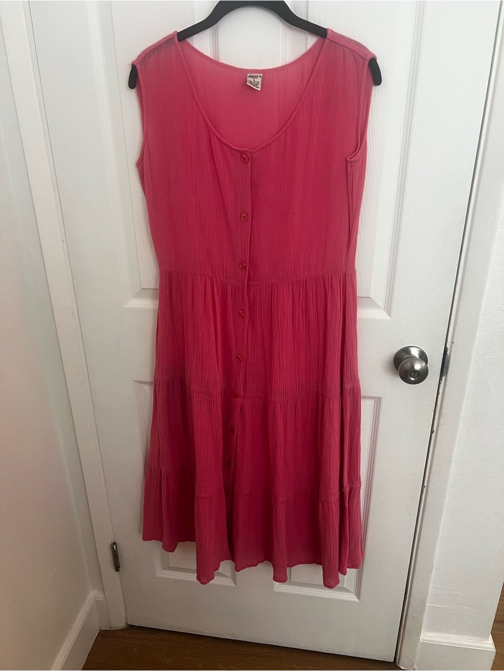 Summer Button-Front Midi Dress in Pink